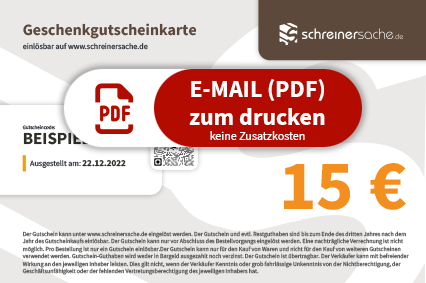 15 € E-Mail-Gutschein für Schreinersache.de (PDF)