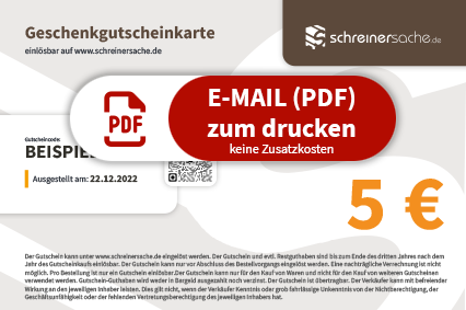 5 € E-Mail-Gutschein für Schreinersache.de (PDF)